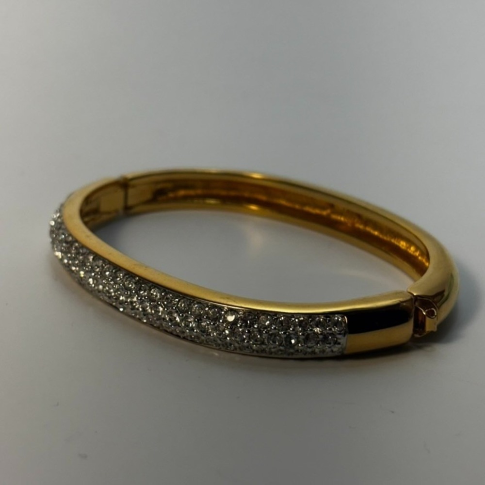 Swarovski Bangle Gold Pave Crystal Hinge Oval Bracelet - Picture 12 of 16
